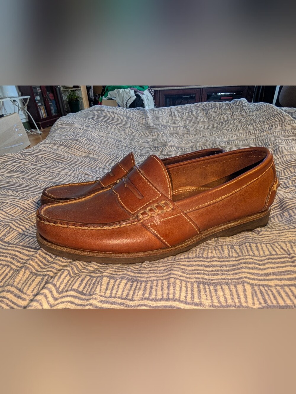 Sebago Men's Brown Leather Loafers Shoes Vibram Soles Size 11 E 35551